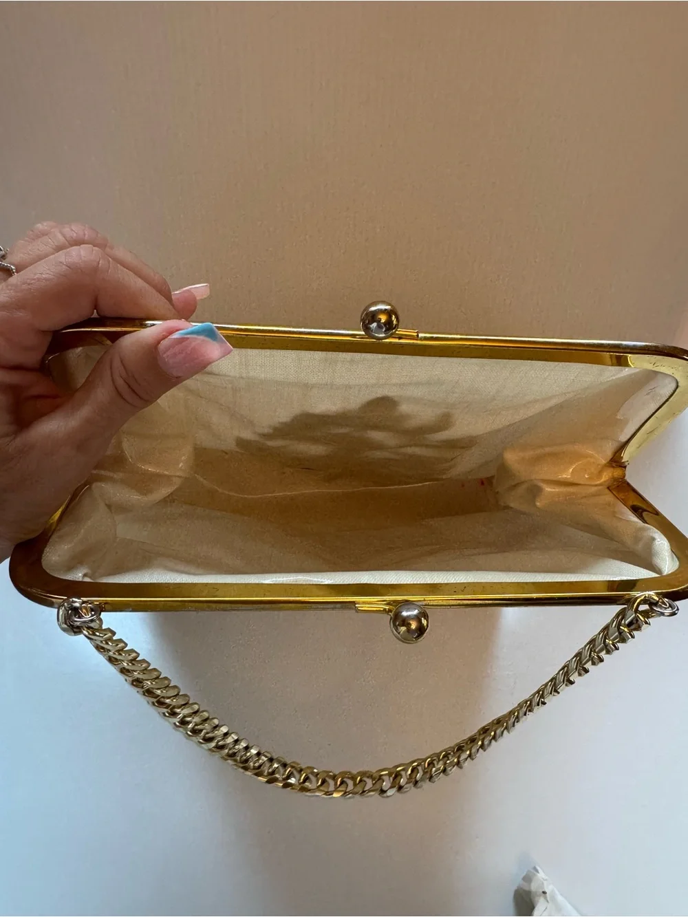 Vintage Clear Vinyl Over Cloth Purse with Flowers